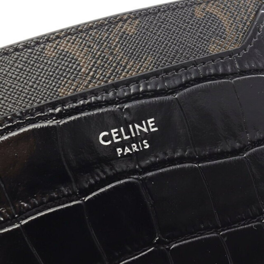 Celine Triomphe Wallet Leather Black Brown - Picture 4 of 4